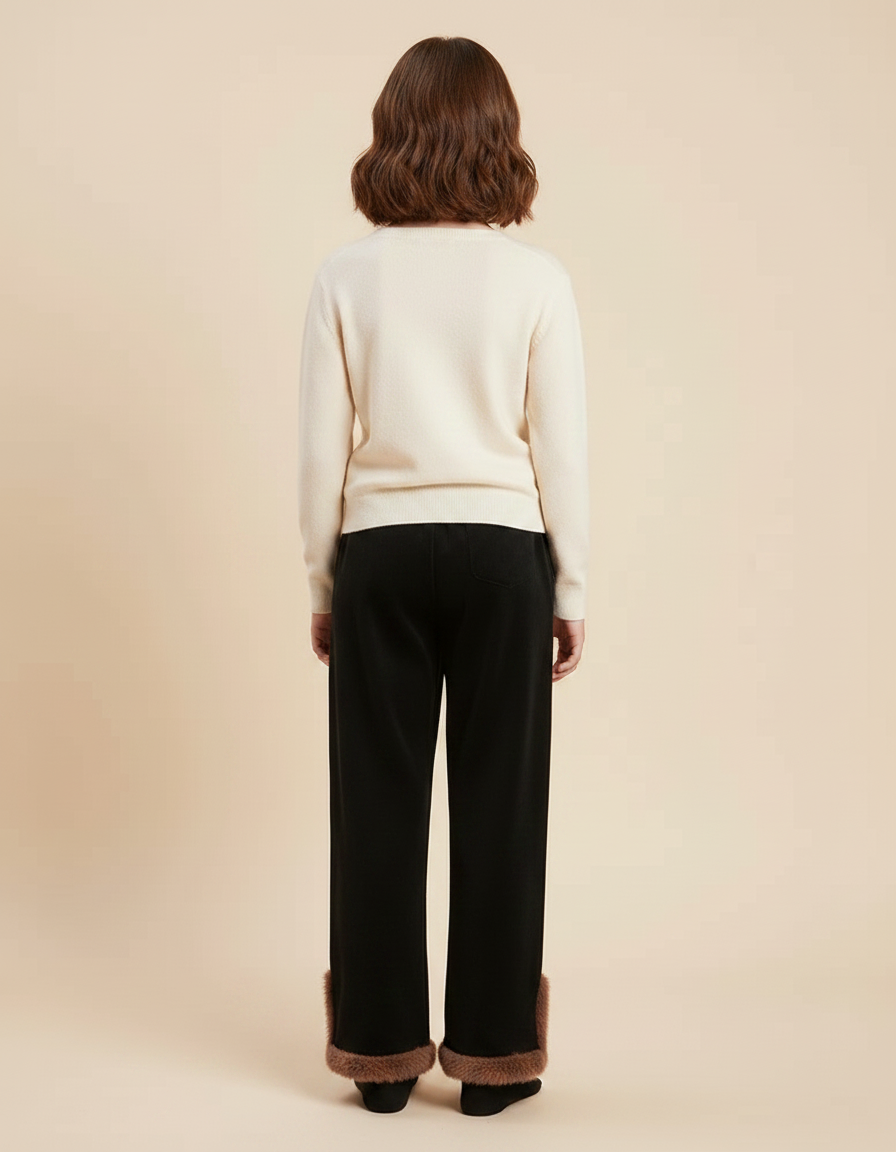 Pantalon Velours Noir Fille Doux Élastique Hiver - vue 2