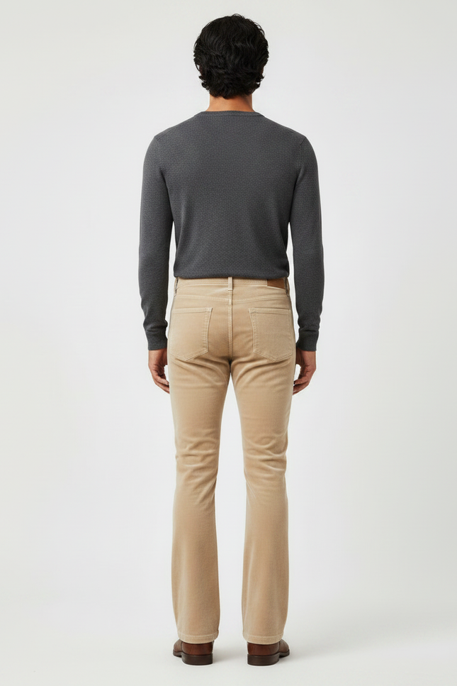 Pantalon Velours Beige Évasé Homme Confortable Classique - Cordé - vue 2