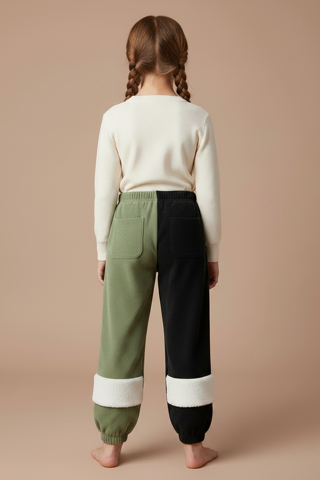 Pantalon Velours Bicolore Côtelé Sherpa Enfant Chaud Décontracté - Multicolore Cordé - vue 2