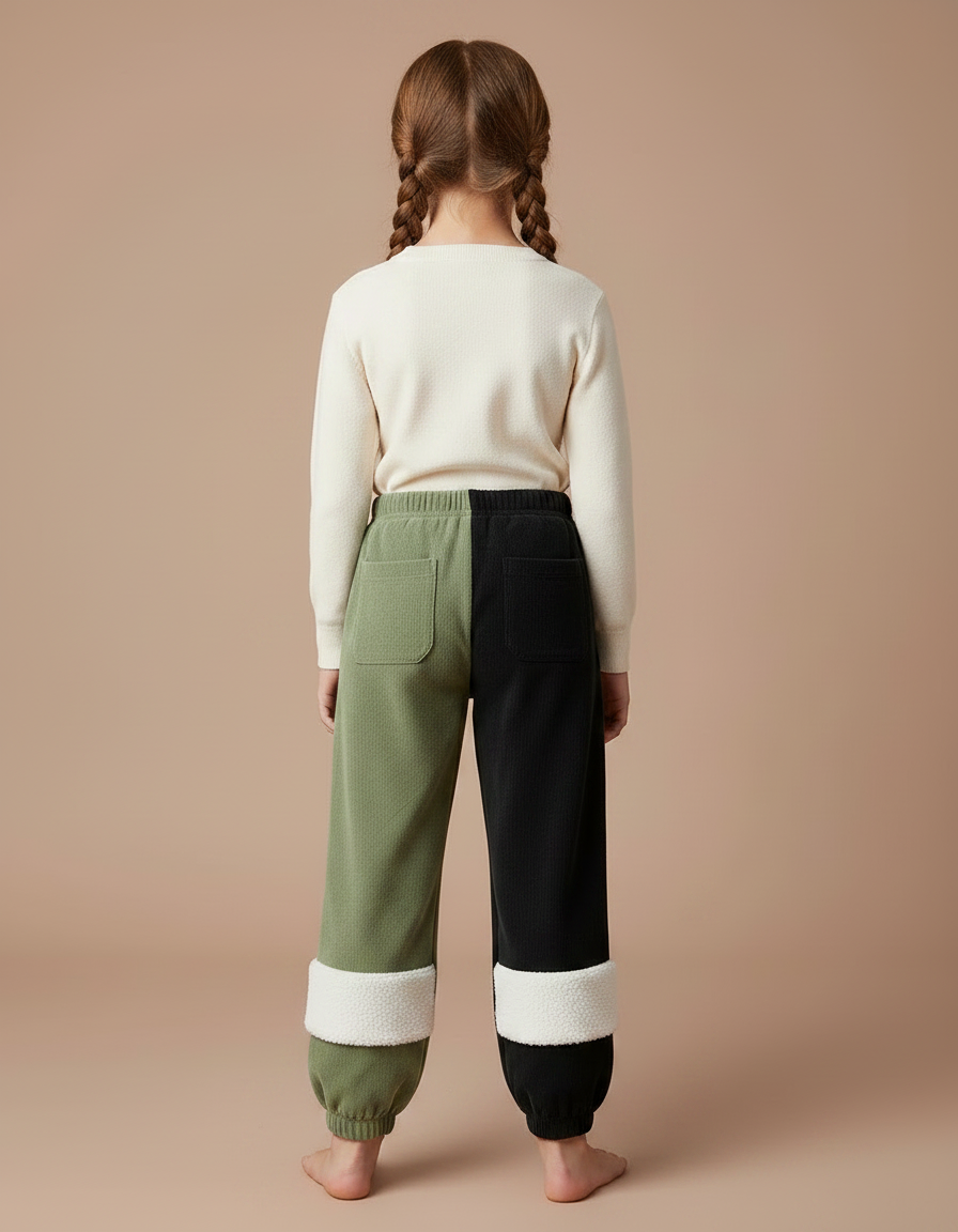 Pantalon Velours Bicolore Côtelé Sherpa Enfant Chaud Décontracté - Multicolore Cordé - vue 2