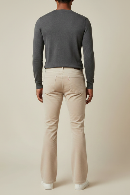 Pantalon Velours Beige Évasé Côtelé Homme Décontracté - Cordé - vue 2