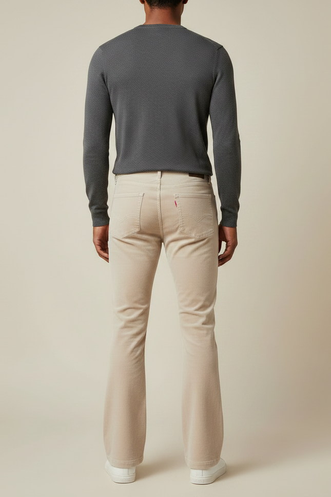 Pantalon Velours Beige Évasé Côtelé Homme Décontracté - Cordé - vue 2