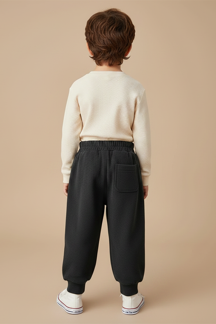 Pantalon Velours Noir Ample Décontracté Enfant Sportif - Molleton - vue 2