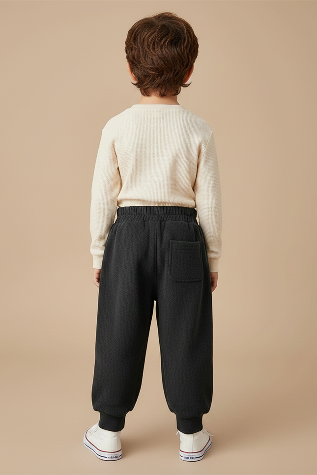 Pantalon Velours Noir Ample Décontracté Enfant Sportif - Molleton - vue 2