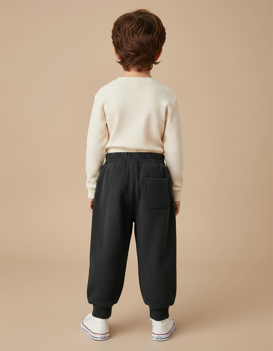 Pantalon Velours Noir Ample Décontracté Enfant Sportif - Molleton - vue 2
