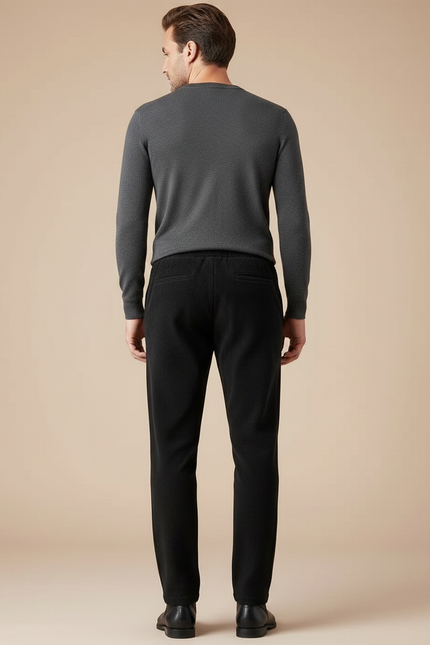 Pantalon Velours Homme Noir Côtelé Décontracté Droit Confortable - Cordé - vue 2