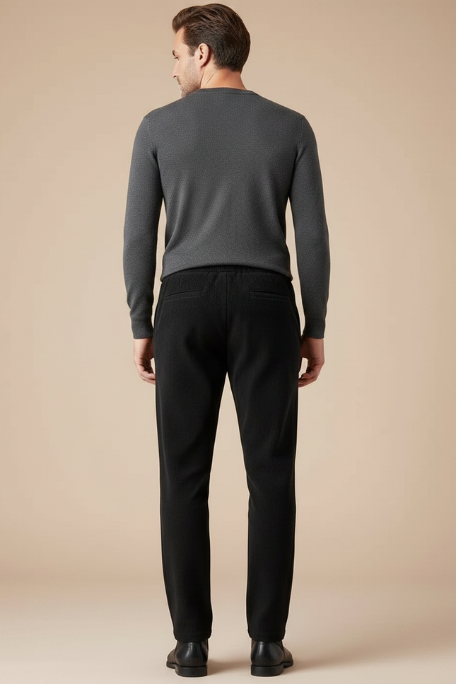 Pantalon Velours Homme Noir Côtelé Décontracté Droit Confortable - Cordé - vue 2