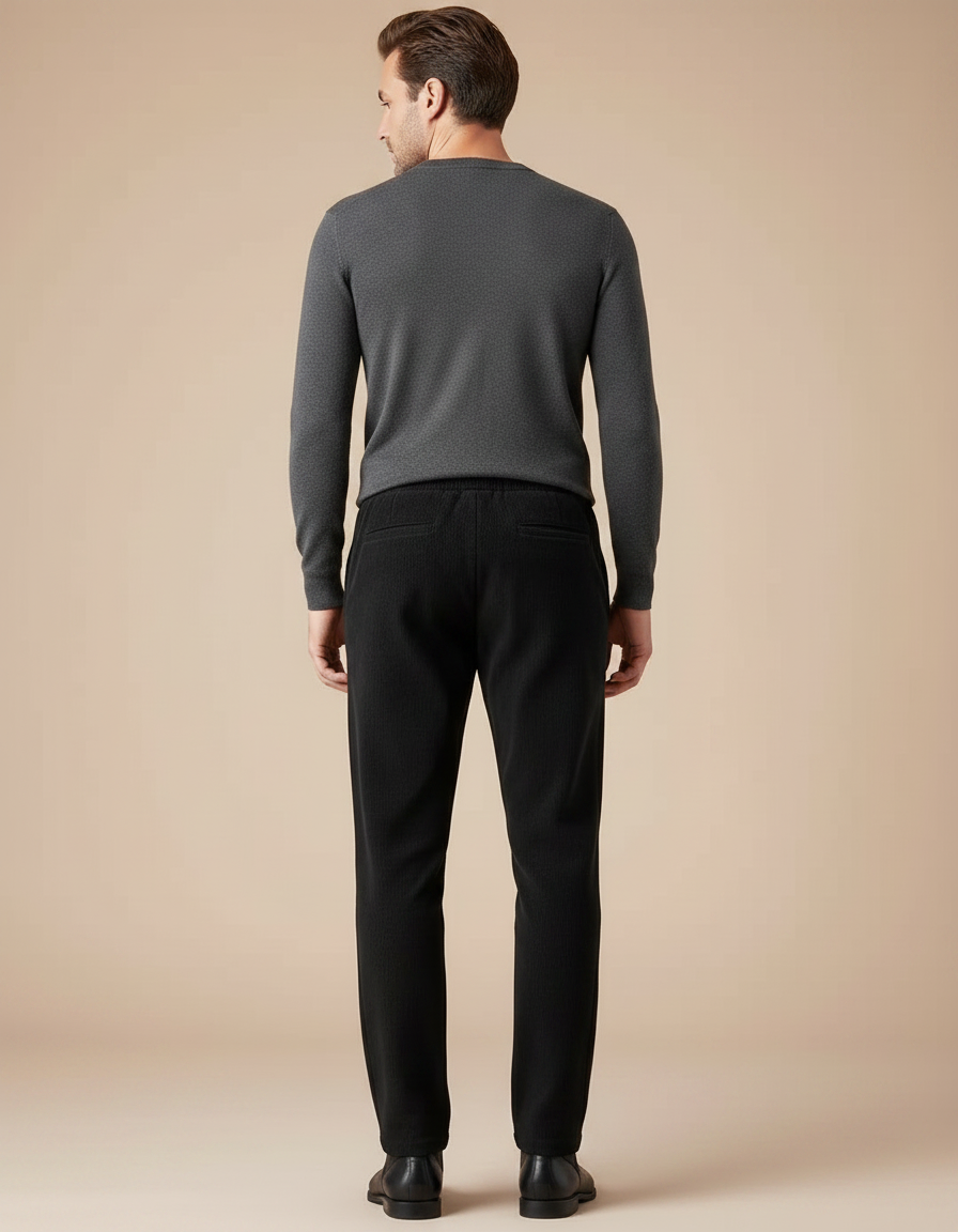 Pantalon Velours Homme Noir Côtelé Décontracté Droit Confortable - Cordé - vue 2