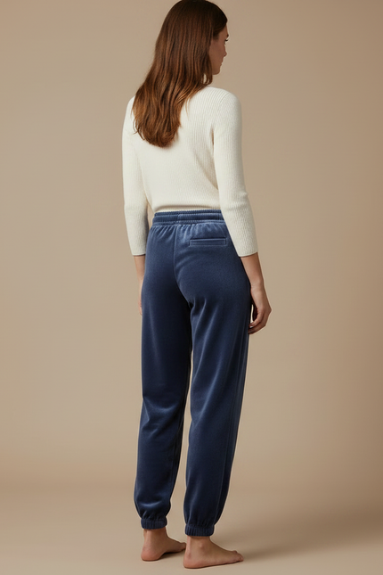 Pantalon Velours Bleu Marine Ample Décontracté Femme - vue 2
