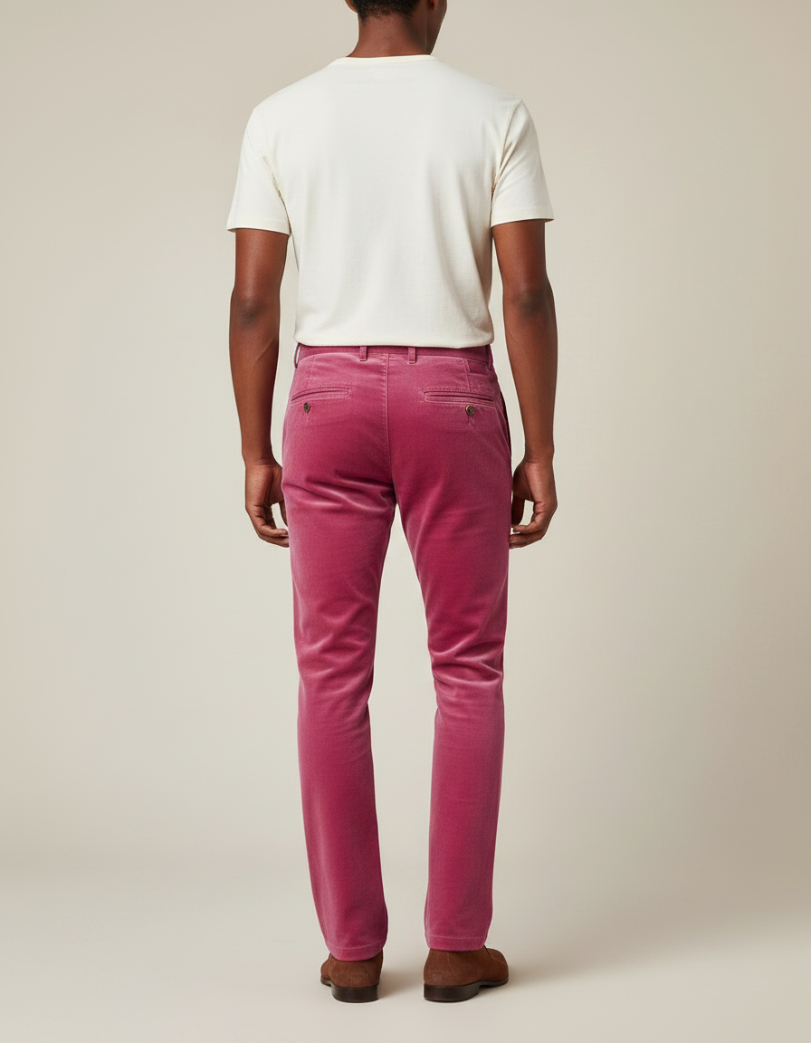 Pantalon Velours Rose Droit Homme Élégant - vue 2