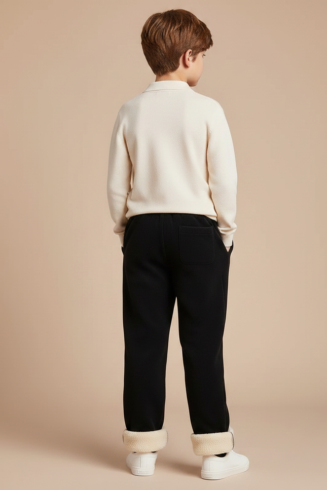 Pantalon Velours Noir Ample Doublé Chaud Décontracté Enfant - Cordé - vue 2
