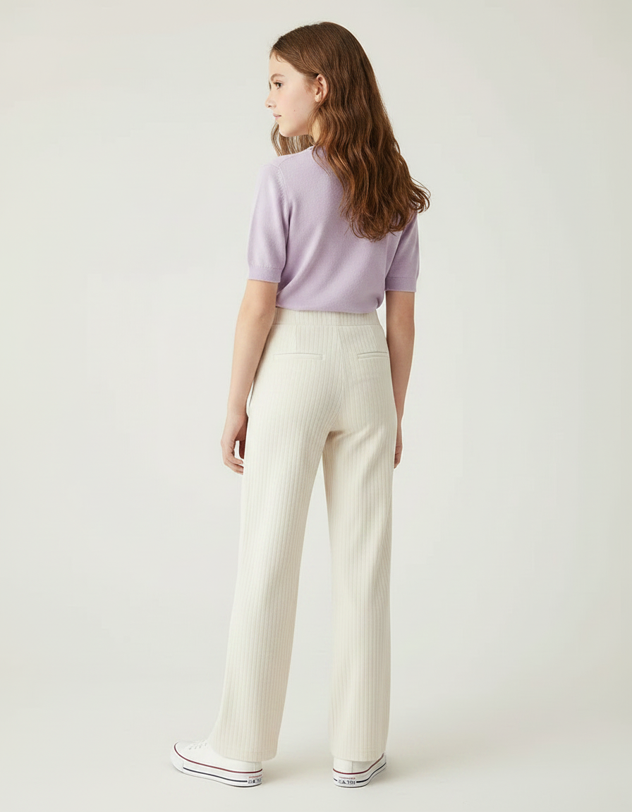 Pantalon Velours Beige Côtelé Ample Droit - Cordé - vue 2