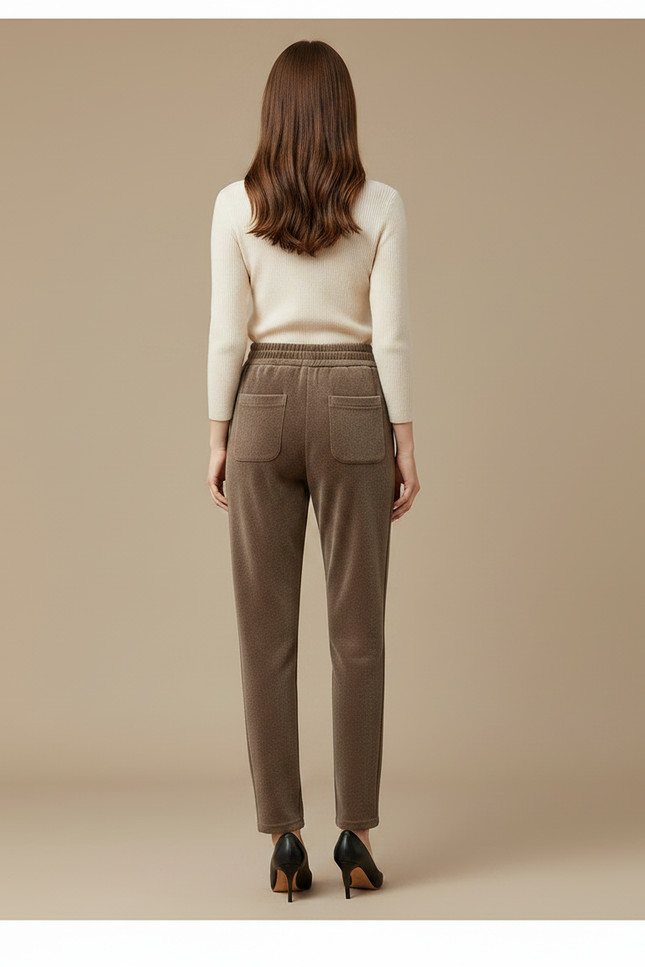 Pantalon Velours Marron Doublé Polaire Décontracté Ample - vue 2