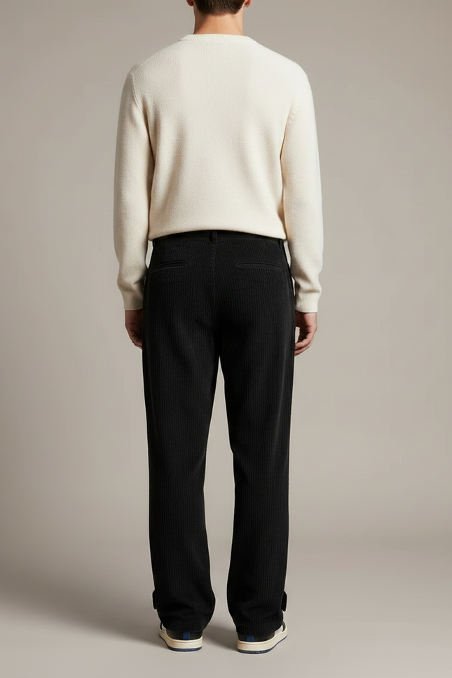Pantalon Velours Noir Côtelé Ample Zippé - Cordé - vue 2