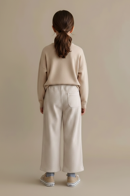 Pantalon Velours Côtelé Ample Beige Enfant - Cordé - vue 2