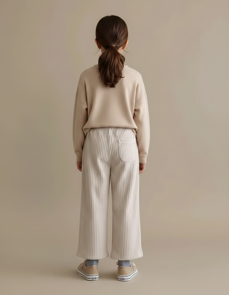 Pantalon Velours Côtelé Ample Beige Enfant - Cordé - vue 2