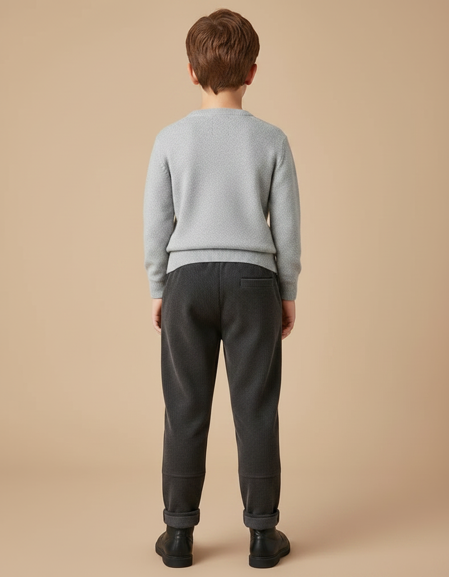Pantalon Velours Côtelé Gris Décontracté Garçon Hiver - Cordé - vue 2