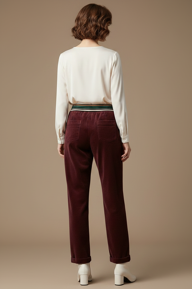 Pantalon Velours Cotelé Bordeaux - Cordé - vue 2