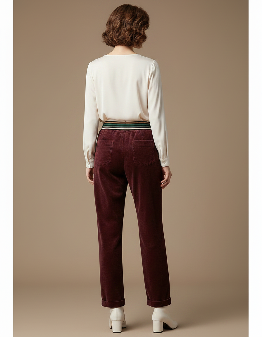 Pantalon Velours Cotelé Bordeaux - Cordé - vue 2