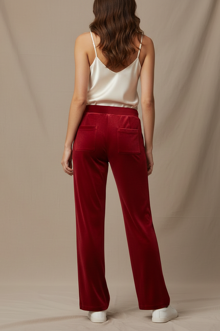 Pantalon Velour Rouge - Velours - vue 2