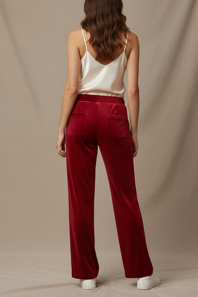 Pantalon Velour Rouge - Velours - vue 2