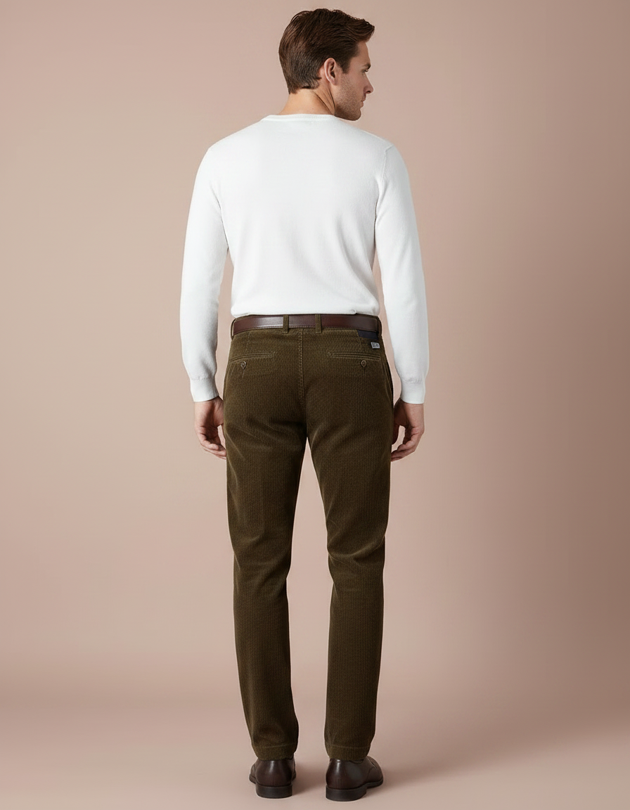 Pantalon Velours Côtelé Marron Droit Homme Classique - Cordé - vue 2