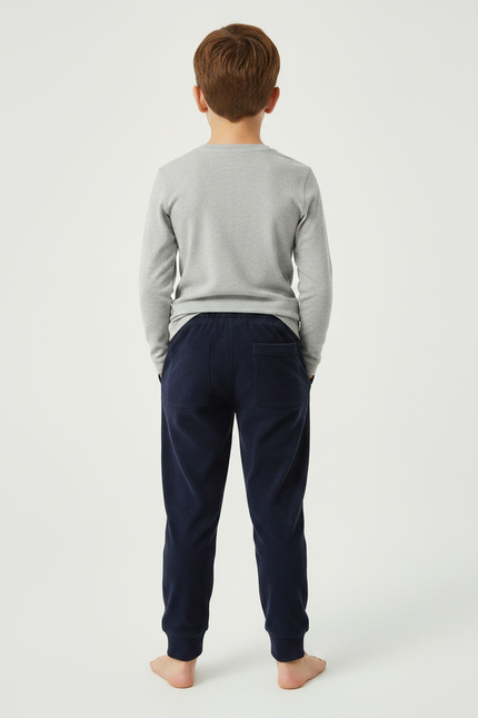 Pantalon Velours Bleu Marine Côtelé Ample Enfant Cordon - Cordé - vue 2