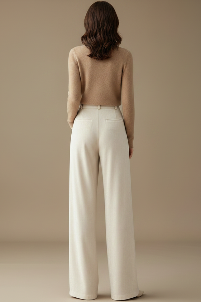 Pantalon Velours Beige Ample Décontracté Poches - vue 2