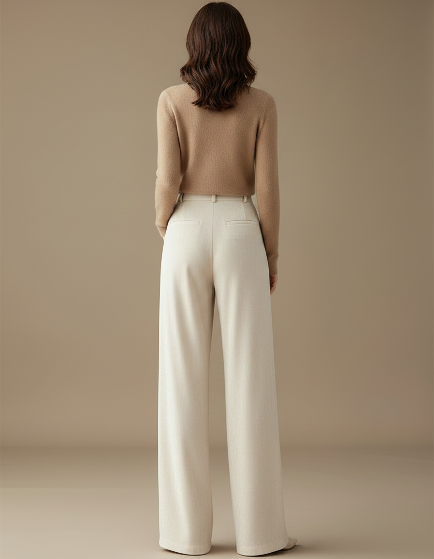 Pantalon Velours Beige Ample Décontracté Poches - vue 2