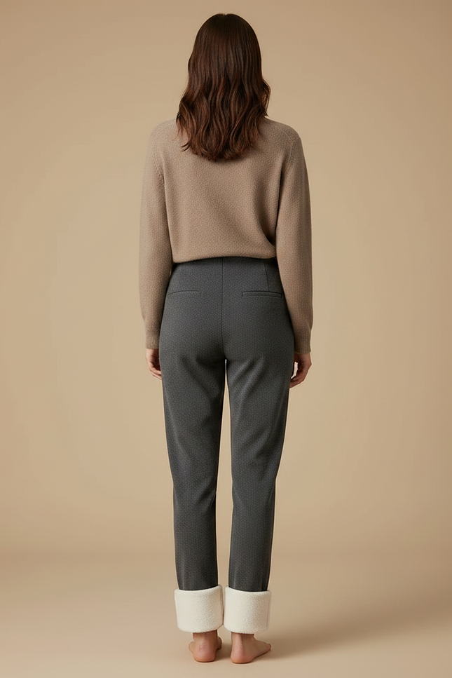 Pantalon Velours Gris Doublé Chaud Décontracté Femme - vue 2