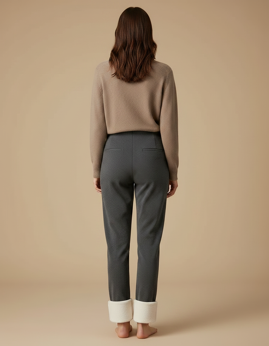 Pantalon Velours Gris Doublé Chaud Décontracté Femme - vue 2