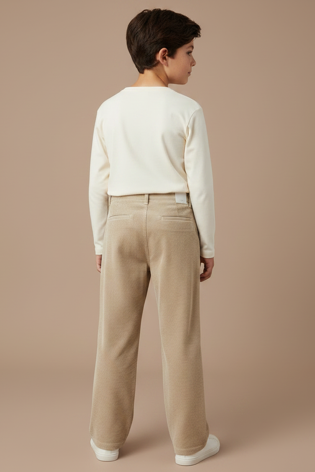 Pantalon Velours Beige Côtelé Ample Décontracté Confortable - Cordé - vue 2