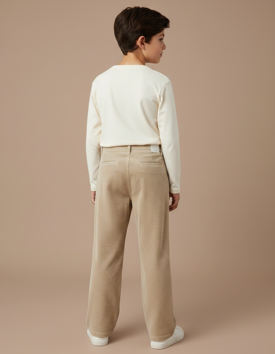 Pantalon Velours Beige Côtelé Ample Décontracté Confortable - Cordé - vue 2
