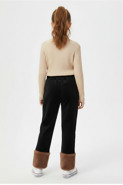 Pantalon Velours Noir Doux Chaud Fille Hiver - vue 2