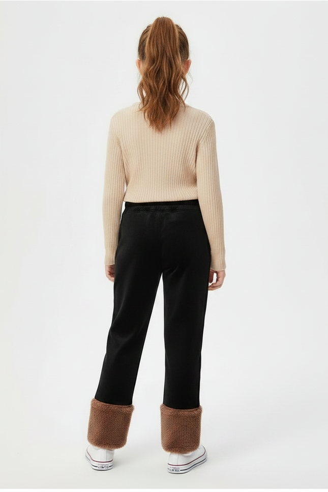 Pantalon Velours Noir Doux Chaud Fille Hiver - vue 2