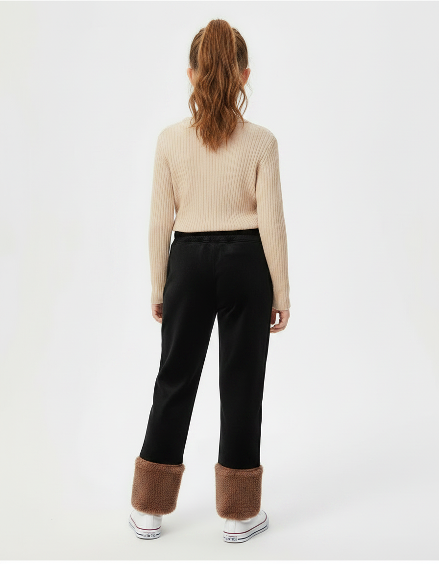 Pantalon Velours Noir Doux Chaud Fille Hiver - vue 2