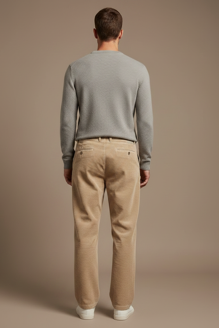 Pantalon Velours Côtelé Homme Ample Décontracté Beige - Cordé - vue 2