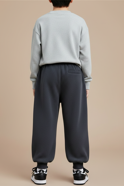 Pantalon Velours Gris Épais Ample Enfant Hiver - Molleton - vue 2
