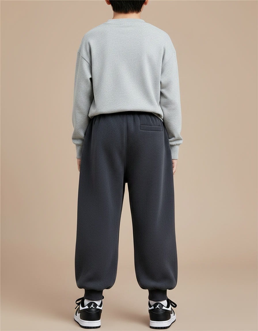 Pantalon Velours Gris Épais Ample Enfant Hiver - Molleton - vue 2