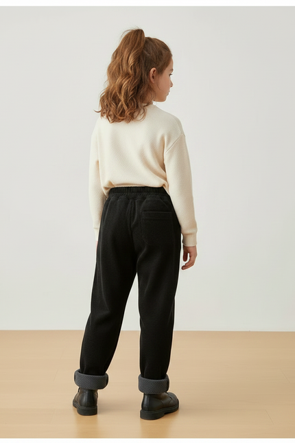 Pantalon Velours Noir Côtelé Ample Doublé Élastique - Cordé - vue 2