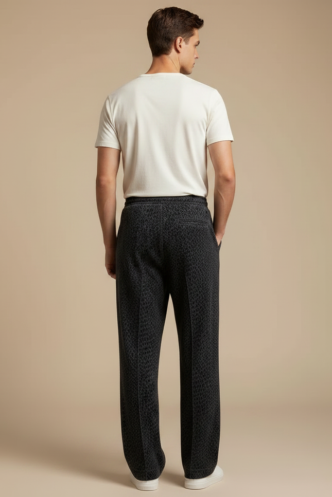 Pantalon Velours Léopard Gris Ample Décontracté Homme - vue 2