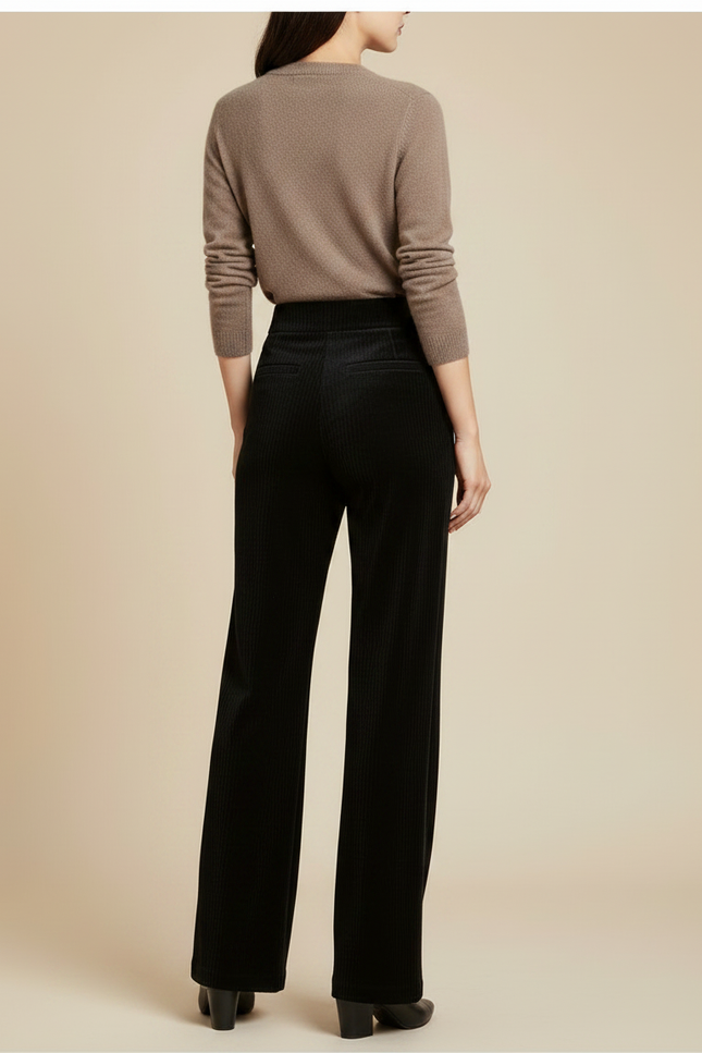 Pantalon Velours Femme Noir Large Cotelé - Cordé - vue 2