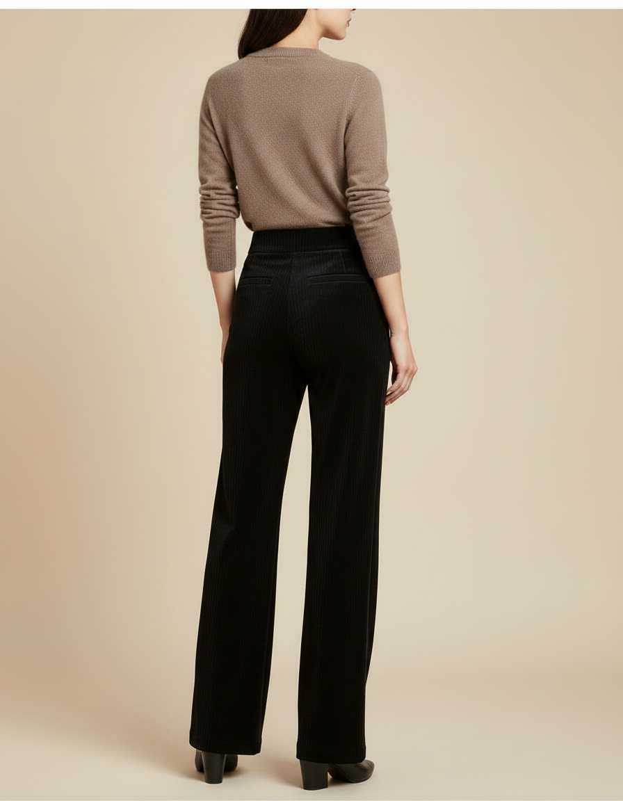 Pantalon Velours Femme Noir Large Cotelé - Cordé - vue 2