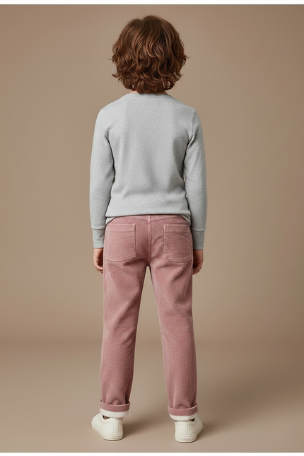 Pantalon Velours Côtelé Rose Ample Enfant Hiver - Cordé - vue 2