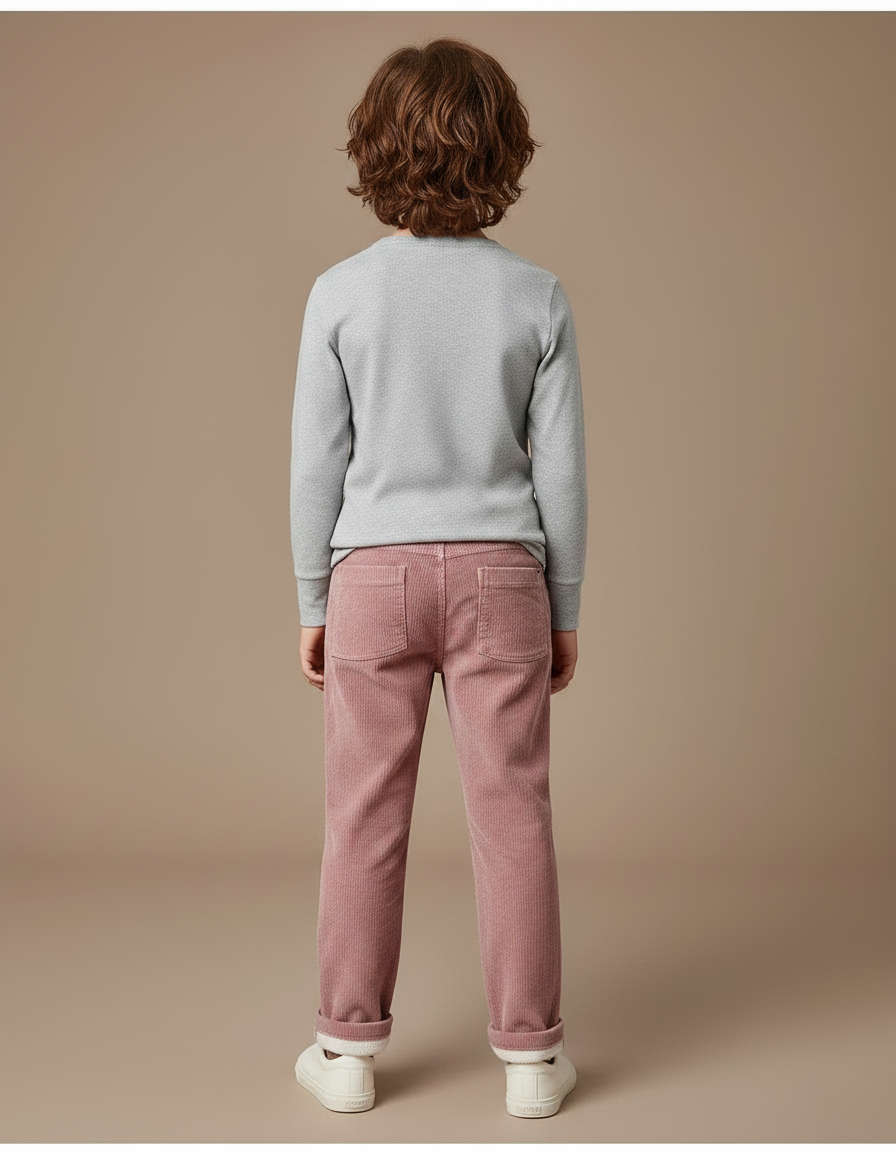 Pantalon Velours Côtelé Rose Ample Enfant Hiver - Cordé - vue 2