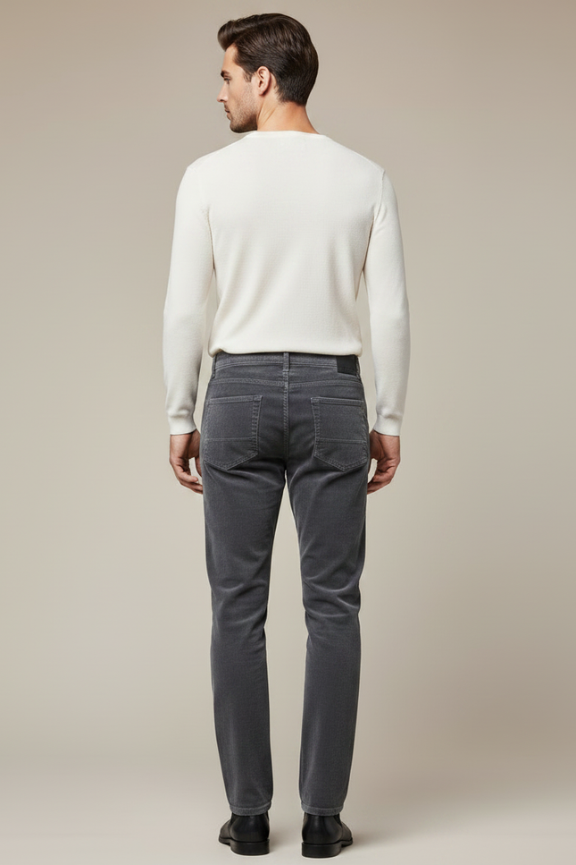 Pantalon Velours Droit - Gris Cordé - vue 2