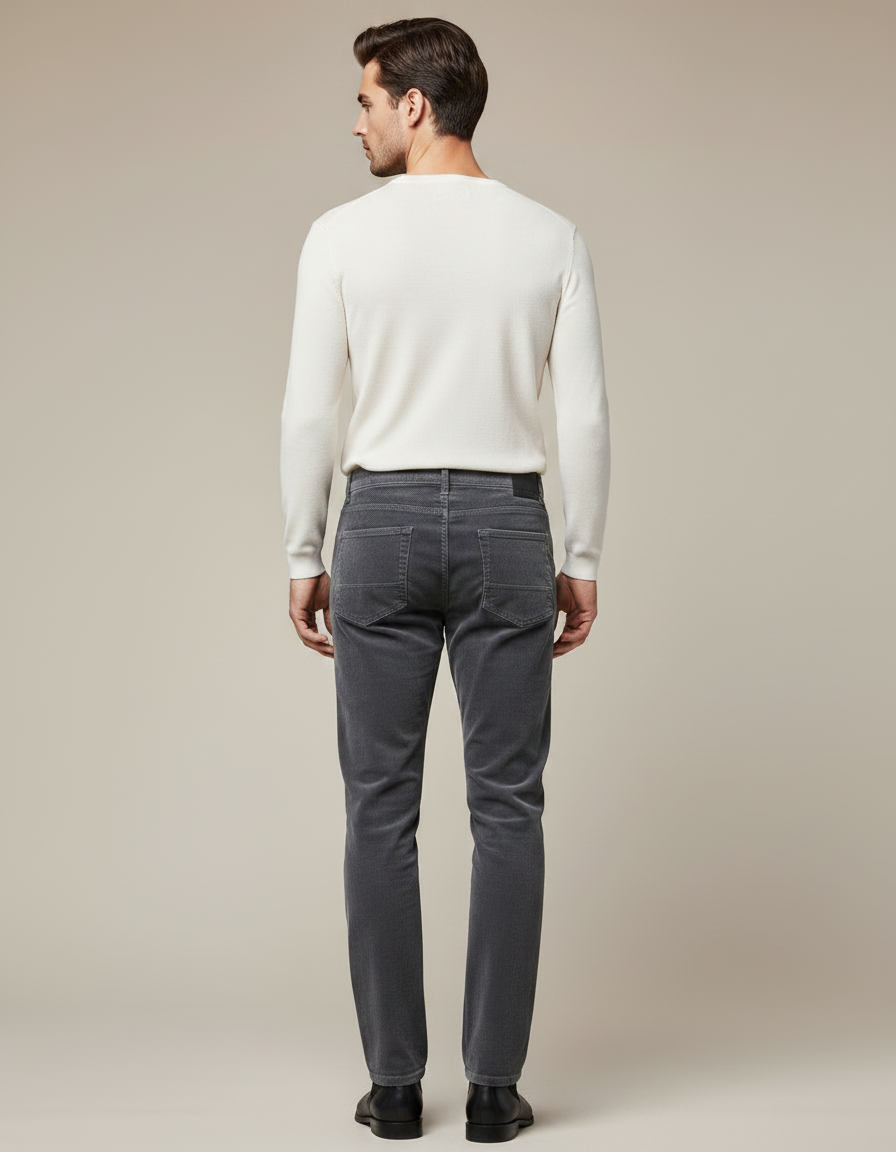 Pantalon Velours Droit - Gris Cordé - vue 2