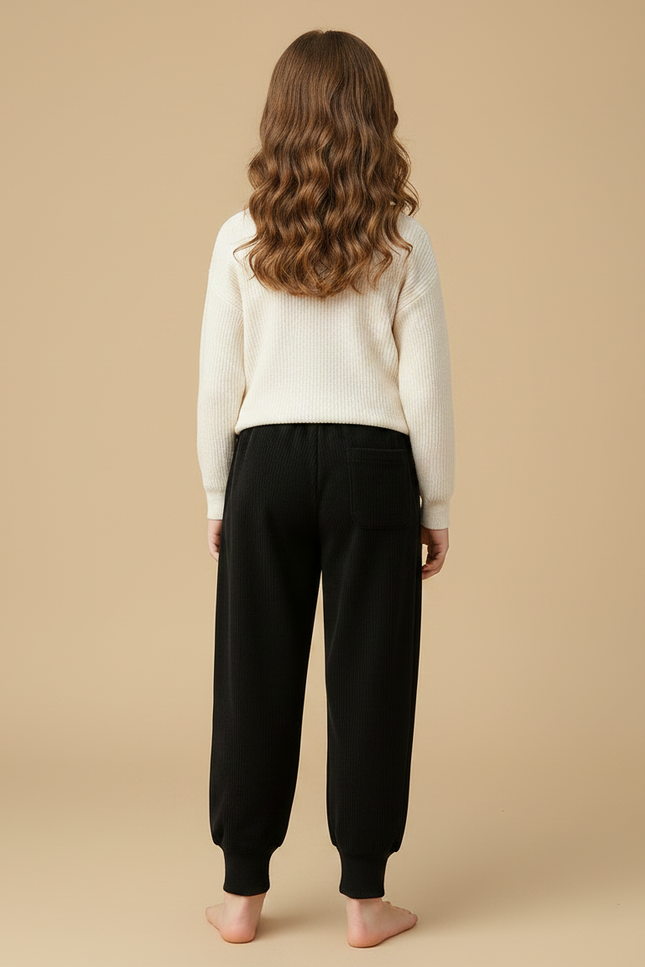Pantalon Velours Noir Côtelé Enfant Confortable - vue 2