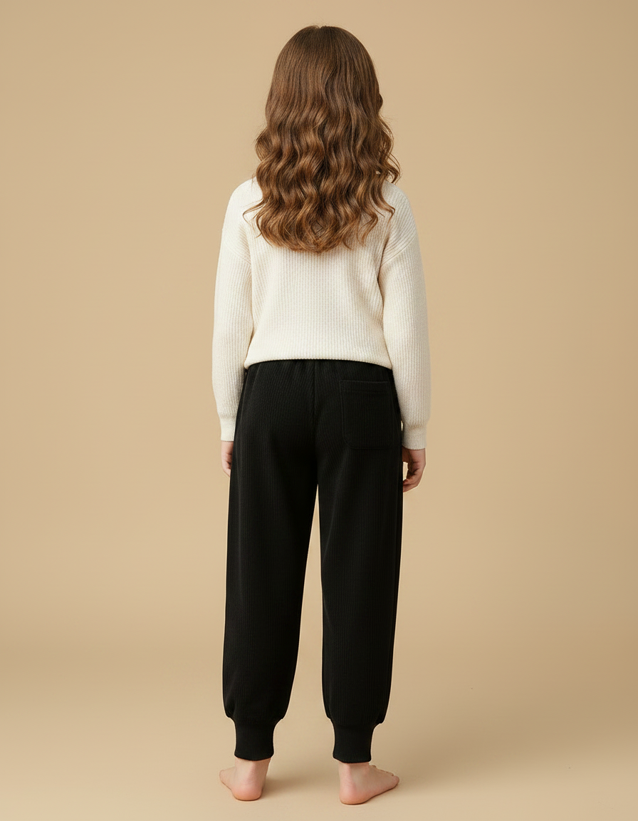 Pantalon Velours Noir Côtelé Enfant Confortable - vue 2