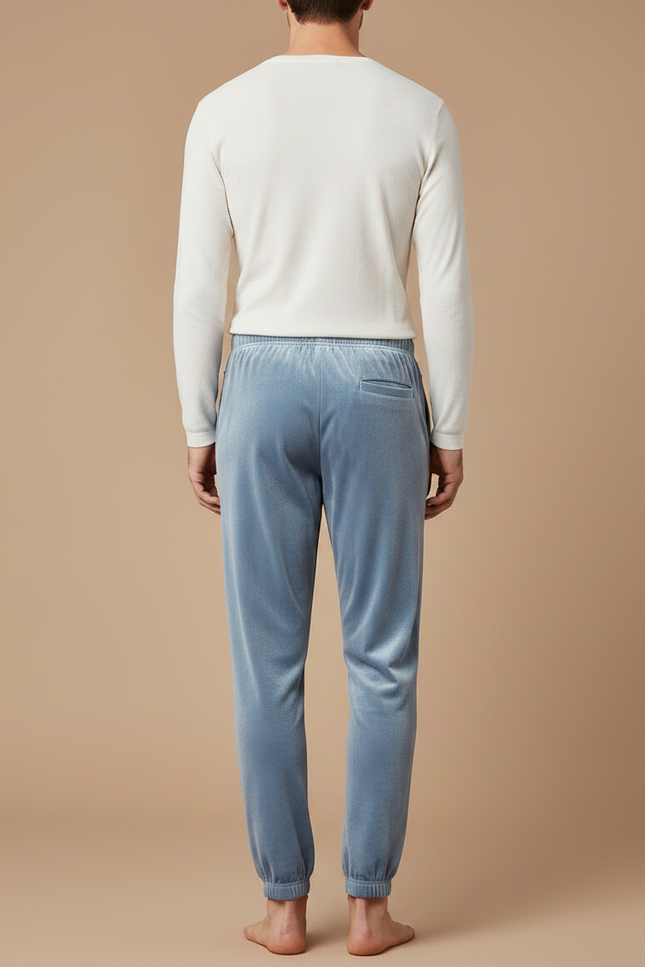 Pantalon Velours Bleu Ciel Doux Homme Décontracté - vue 2